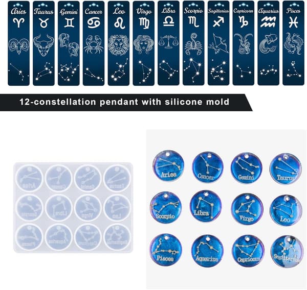 2 stk. 12 Konstellationsforme Rund Stjerneform Dyrekredsforme