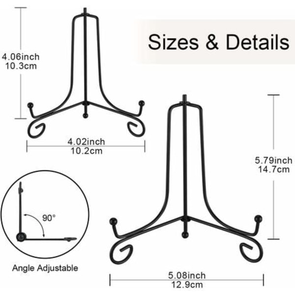 Jernstativ, 2-pakning 6 tommers jernplateholder svart dekorativ