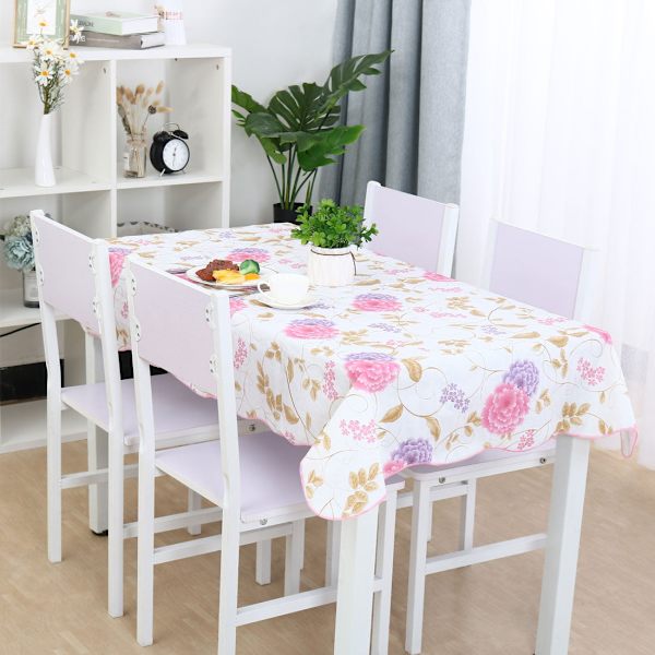 Duk Rektangulära Bord Lila Rosa Blommönster Fläck