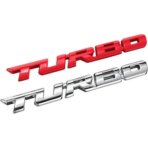 （Sølv）Turbo 3D Metallklistremerke Bilstikker Bokstaver Karosseri Bak