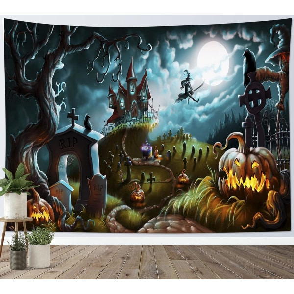 Halloween Pumpkin Graveyard Tapestry Terror Pumpkin Wall Decor