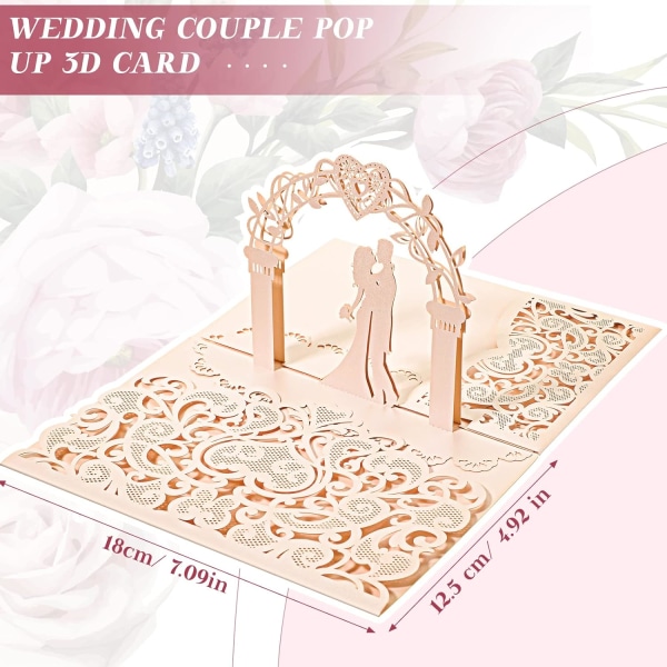 1 bit Pop Up Bröllopskort 3D Pop Up Bröllopskort med