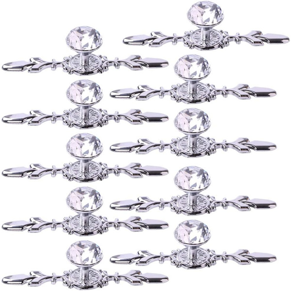Krystal Skuffesknopper, 10 stk. 4,7\" Diamant Skabsknapper, Bling
