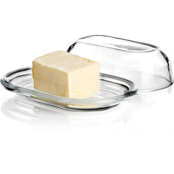 1 stk (gennemsigtig) Smørboks i glas, fad, oval