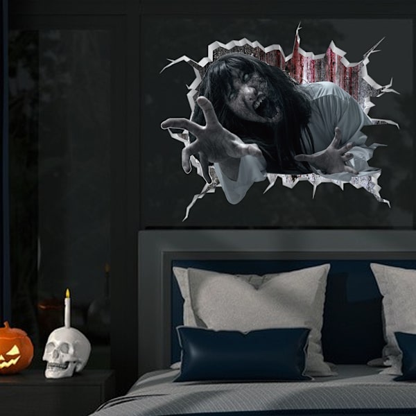 3D Halloween Väggdekaler Skrämmande Halloween Zombie Vägg Golv