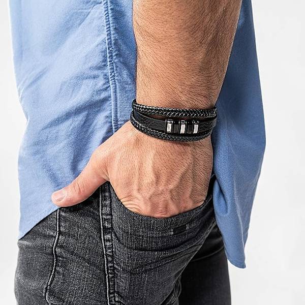 Rem A sort B 19cm, titanium stål læderrem