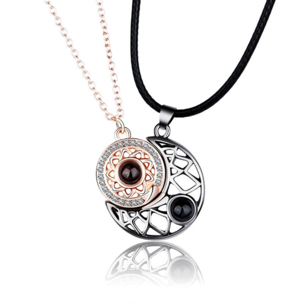 Projection Necklace (Rose Gold + Gun Black), Sun and Moon