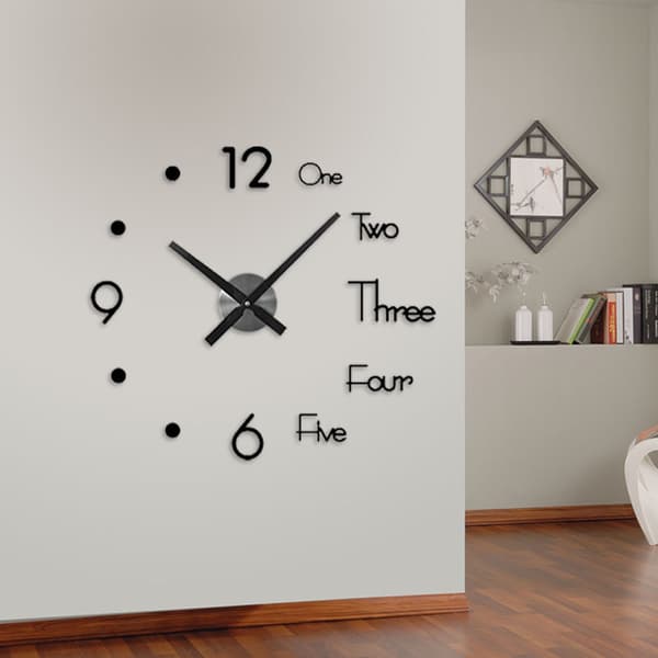 Väggklocka Dekaler Ramlös Modern 3D Spegel Avtagbar Vägg