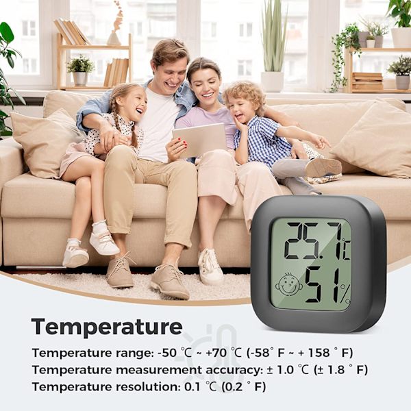 PAIRIER 4 stk. Mini LCD Digital Indendørs Termometer Hygrometer