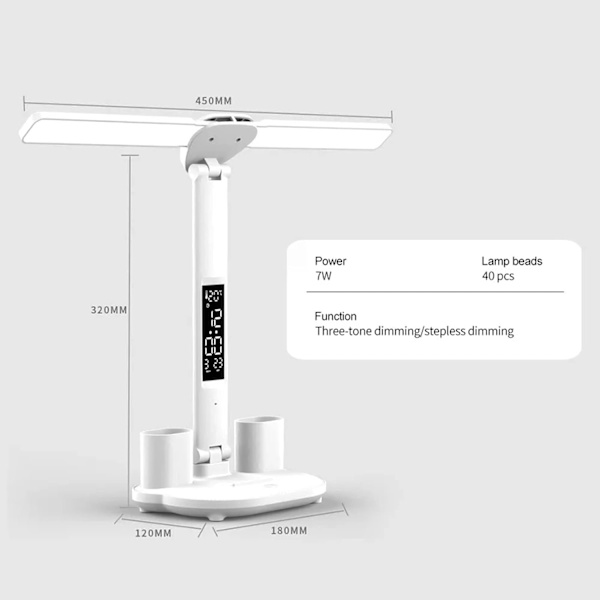 1 stativ bordslampa LED trådlös laddning USB touchkontroll bord