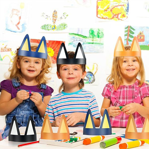 12 kpl Lasten syntymäpäiväjuhlan koristelujärjestelyhattu piirretty Bluey-teemainen hiuspanta hiuspanta-tarvikkeet