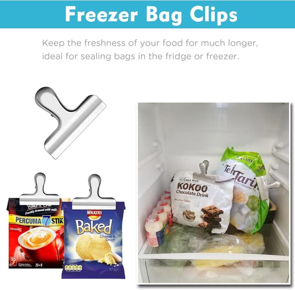 10 STK Rustfrit Stål Poseclips Madopbevaring Forseglingsclips til