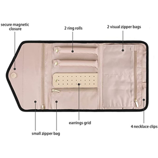 Smyckesrulle för resor Vikbar smyckesförvaringsväska