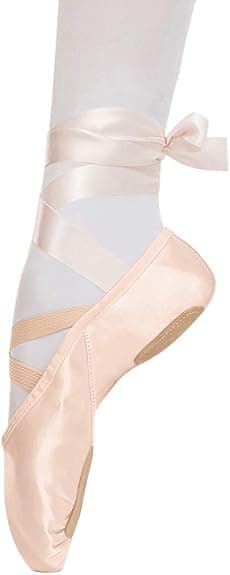 Satengdansesko Halv Pointe Ballet Slipper med Rosa Sløyfe