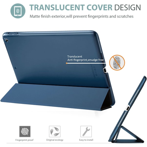 iPad 9,7 tum Fodral iPad 6:e/5:e Generation Fodral 2018 2017 (Modell: A1893 A1954 A1822 A1823), Ultratunt Smalt Vikt