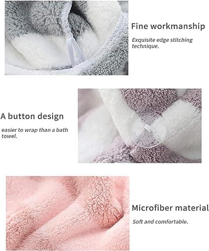 2-pack Torkhatt (Rosa Grå och Grå Vit) Mikrofiber Hår
