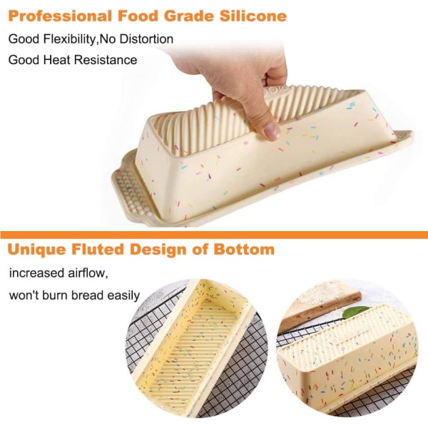 Silikon Brødform, 29*13*6cm Brød Baking Form, Rektangulær Brød Baking Form