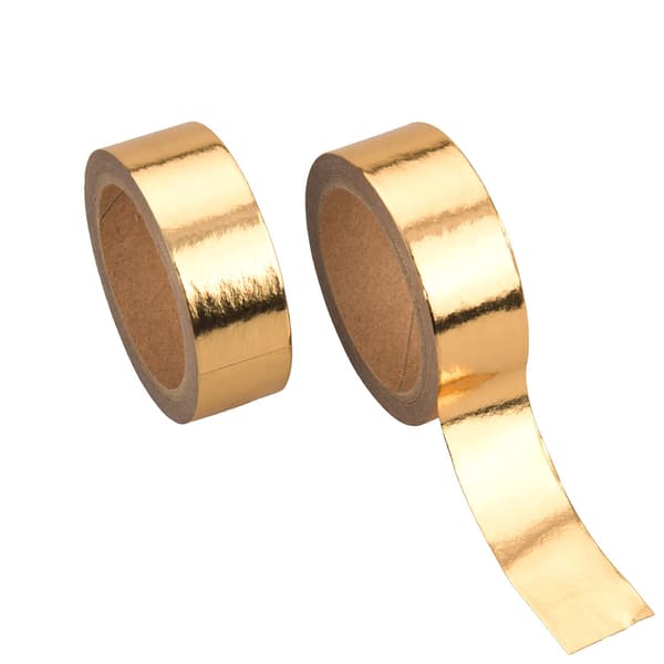 2 Ruller Solid Gullfolie Washi Tape, Dekorativ Maskeringsteip