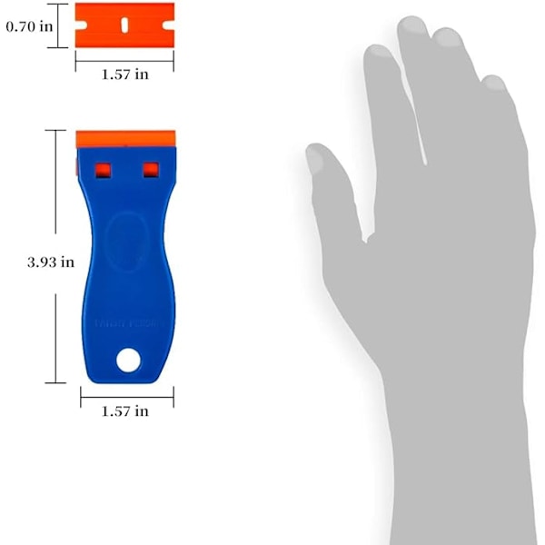 Plastik Skraber med Razor Blade, Skraber Værktøj med 10 stk. Plastik Razor Blades til Fjernelse af Etiketter, Klæbemiddel, Dekaler, Stik