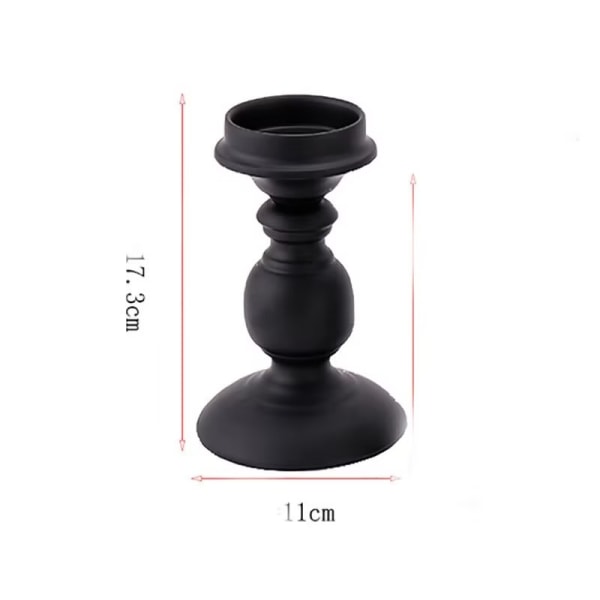 Black Metal Candlestick Pillar Candle Holders, 2 Pieces Retro