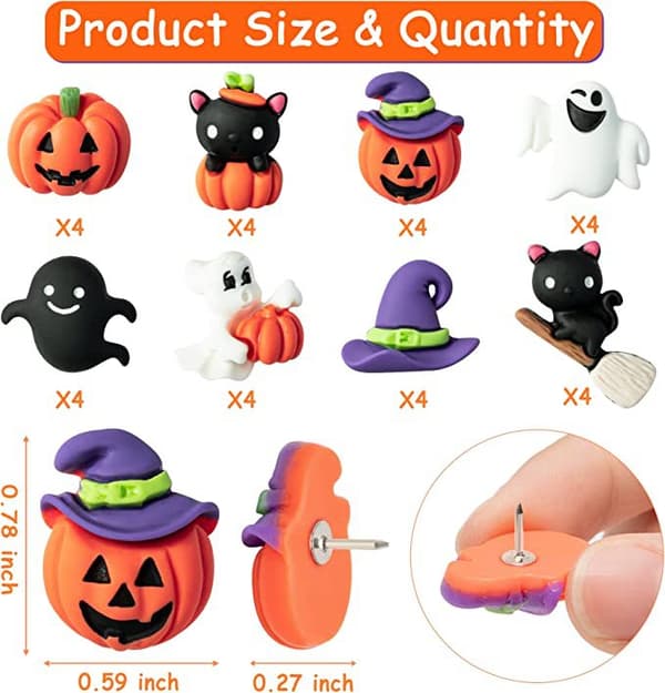 32 Halloween-tema mini-billeder, græskar sort kat dekoration,