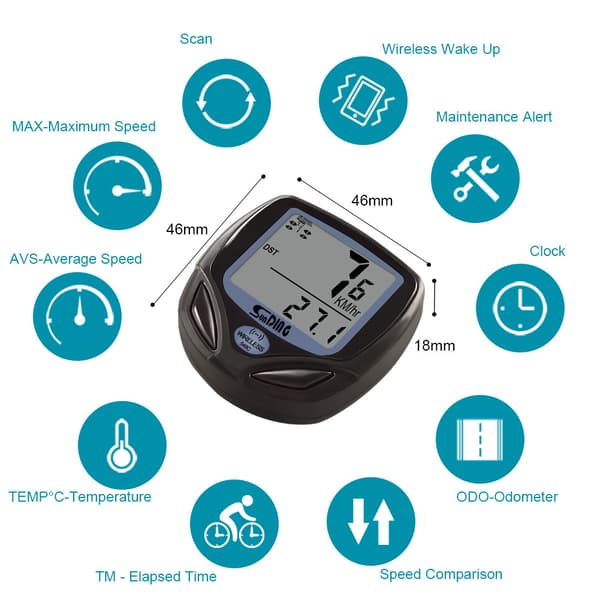Multifunktionel Cykelspeedometer Trådløs Cykel Odometer