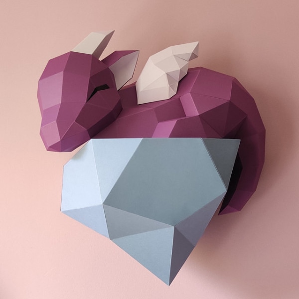 1 st drakepappershantverk, 3D origami drake, DIY-pappersmodeller