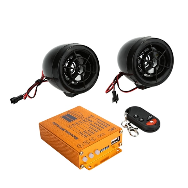 Motorcykelalarm MP3-spelare Högtalare Ljudsystem FM-radio Trådlös fjärrkontroll med USB-kortplats SD