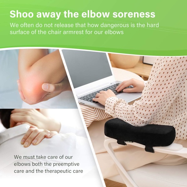 (Rosa) 5CM Bilsete Armlenepute Stresslindring Albuepute Memory Foam Armlenepute for Kontor Gamingstol