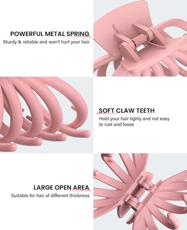 (Sett med 4) Hårclips for kvinner - Store matte, sklisikre hår