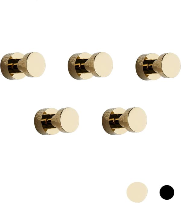 Set med 5 Gyllene Kappkrokar Brass Lim Badrockkrok Kappa