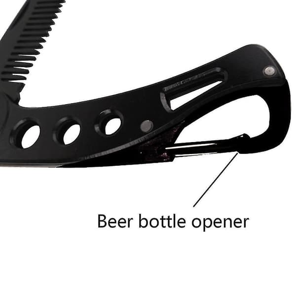 Mænd Mustache Foldable Kamme Rustfrit Stål Skæg Børste Nøglering Flaskeåbner