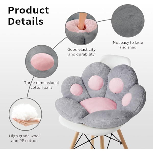 Katt Potepute Kawaii Stolputer 70 x 60 cm Gaming Stoler Rom Dekor Grå