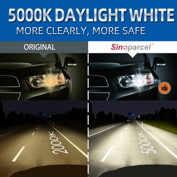 H13/9008 Halogen Høy- og Lavstråle Hovedlys Pære, 220% Mer Lysstyrke Erstatning for Standard 60W/55W Pære, Pakke med 2