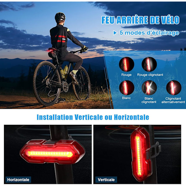 Pyörävalo USB-ladattava LED-pyörävalo Etu- ja takapyörä