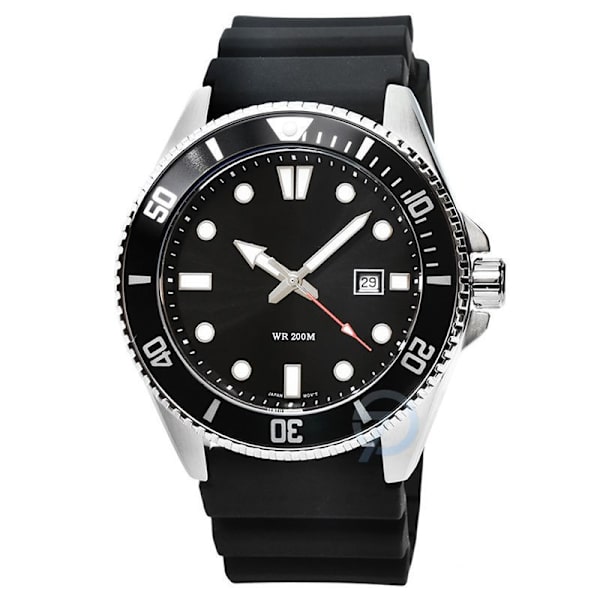 Herrar Analog Anti-Reverse Bezel Klocka, Svart
