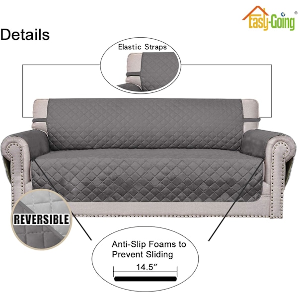 Easy-Going Sofa Cover (Oversized Loveseat, Grå/Lysegrå)
