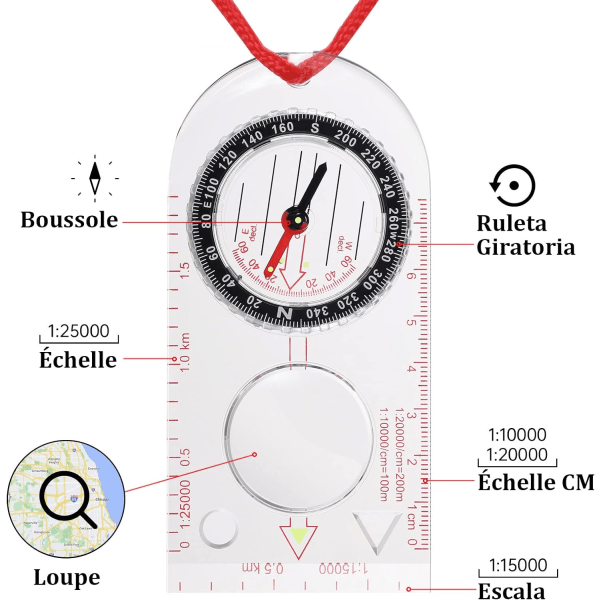 Kompass, justerbar scoutkompass, orienteringskompass,