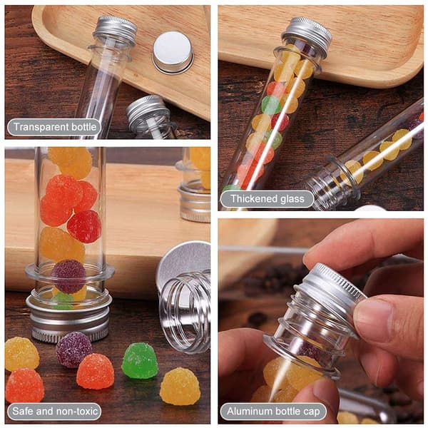 2 st 30 mm Diameter Kontroll Guldlock Transparenta Glasflaskor Små