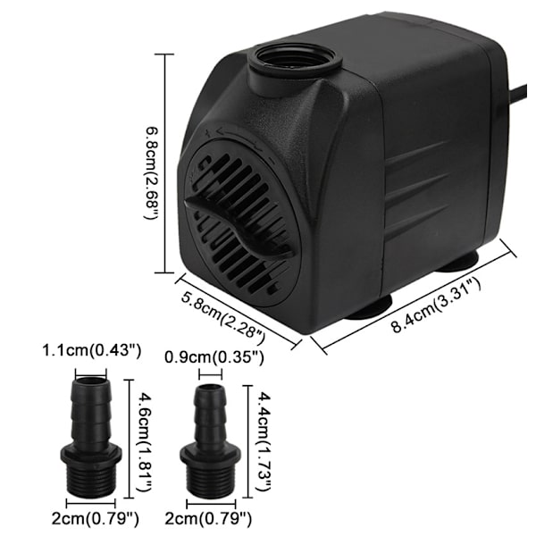 25W Submersible Pump med 5ft Slang för Akvarium, Fisktank, Damm