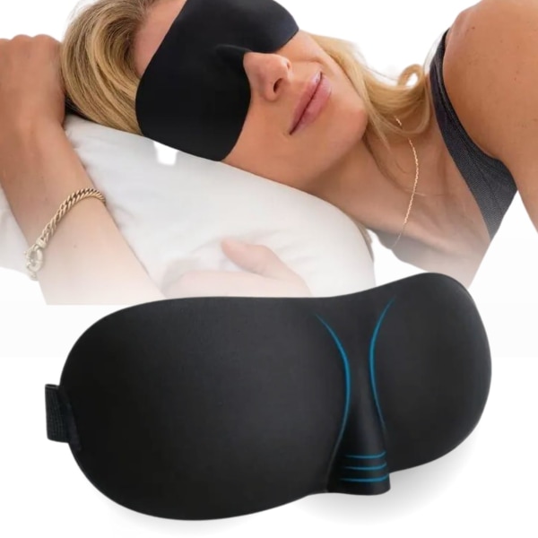 Super Soft Sleep Mask - Sleep Mask - 3D contour cup design, justerbar skulderstropp