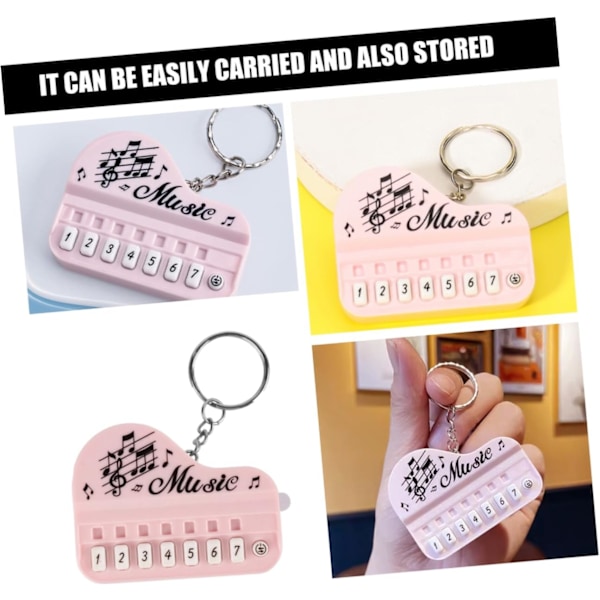 Klaver Tastatur til Børn Dekorativ Pung Nøglering Mini Klaver Mikro Klaver Legetøj Nøglering Klaver Nøglering (Pink)