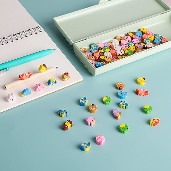 100 mini-pyyhkijän setti (Eläimet) söpöllä designilla ja klassisella tyylillä