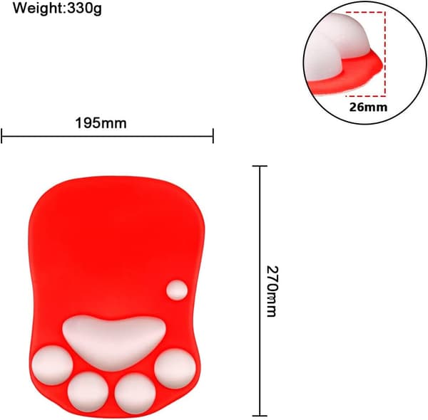 1 kattepote musematte med håndledsstøtte, bærbar ergonomisk anti