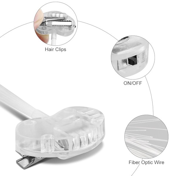 LED-hårlampor, 10 st Ljusa Fiberoptiska LED-Hårspännen