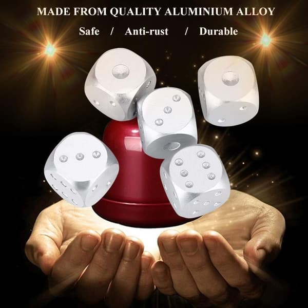 5 terninger for brettspill, aluminiumslegering brettspill poker