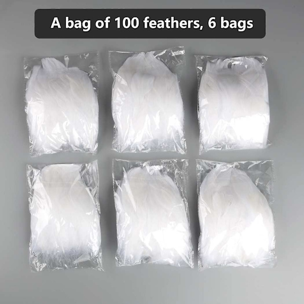 Paket med 600 hantverksfjädrar vita fjädrar för hantverk, naturliga fjädrar, vita fjädrar, för drömfångare, bröllop och hantverksprojekt