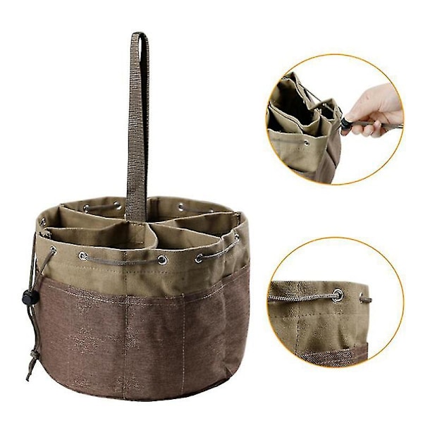 Fallskjermpose Smådelerpose Multifunksjonell Canvas Kit Vannkraftarbeider Vedlikeholdsverktøypakke Hagemaskinvare Verktøyarrangørpose Med Snøring Brun N