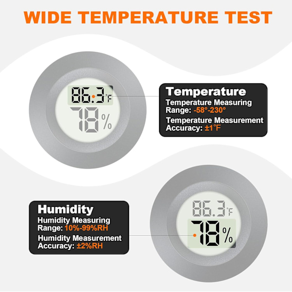 2-delad Mini Digital LCD Inomhus/Utomhus Hygrometer Termometer för Luftfuktare Växthus Reptilfuktare
