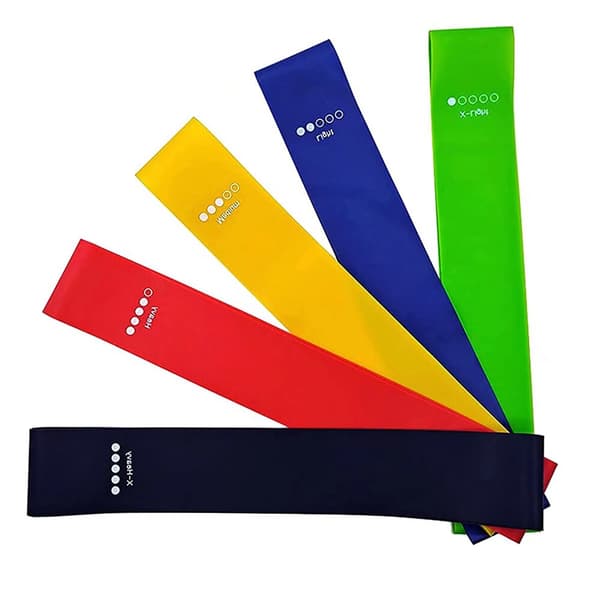 5 stycken elastiska band Fitness Elastiskt Vikt Bag Pilates Yoga